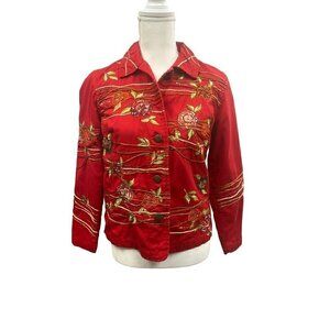 Women's Coldwater Creek Red Embroidered Jacket, Size PXS